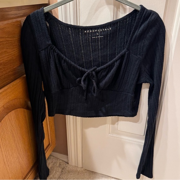 Aeropostale black long sleeve cropped going out top - Picture 1 of 2